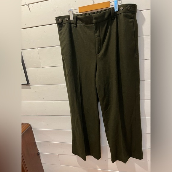 💚 Banana Republic wide-leg wool pants – dark olive green, size 18 - Picture 6 of 10